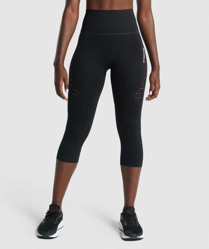 Leggins Gymshark Energy Seamless Cropped Mujer Negras | ES4123-AL