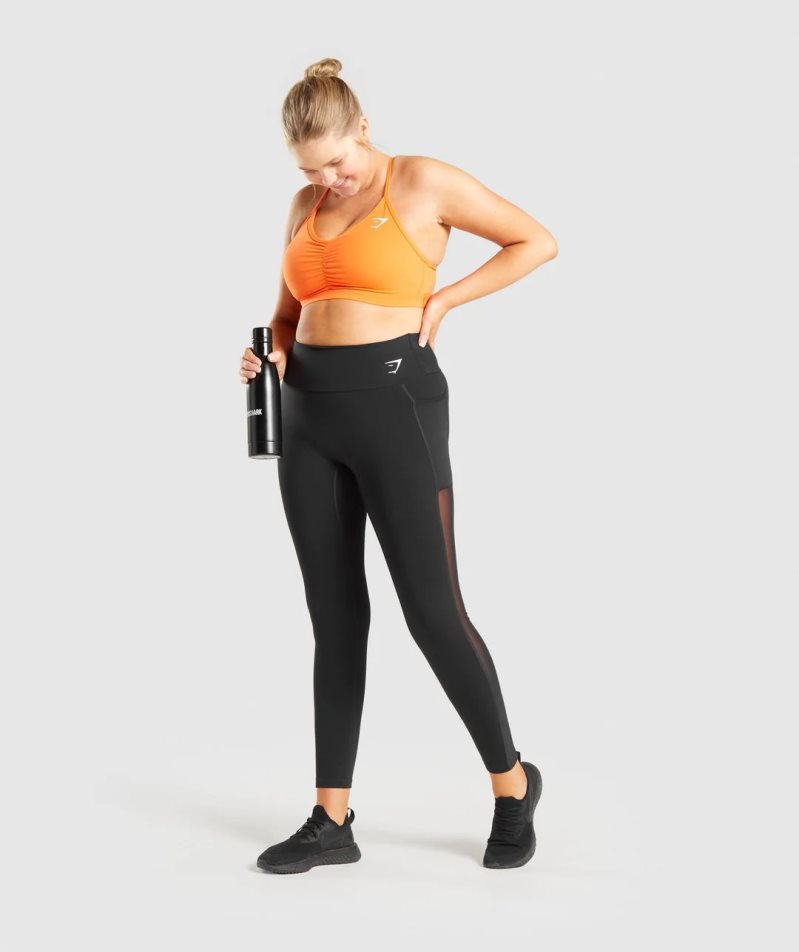 Leggins Gymshark Entrenamiento Mesh Pocket Mujer Negras | ES8463-NW