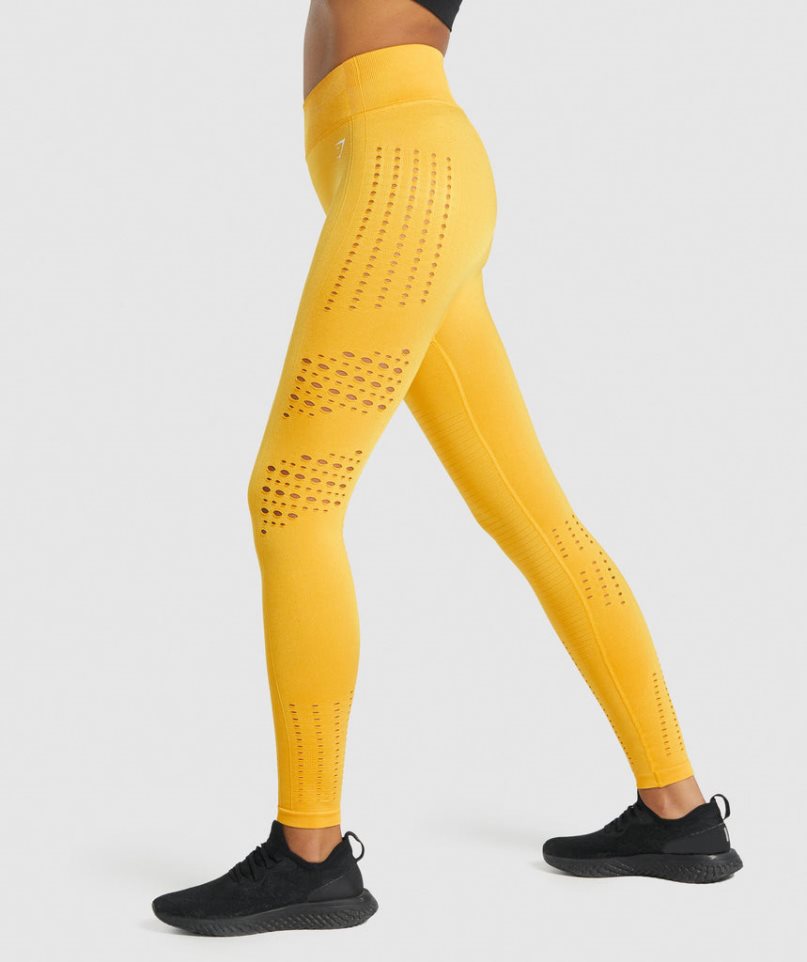 Leggins Gymshark Glow Seamless Mujer Amarillo | ES6079-AW