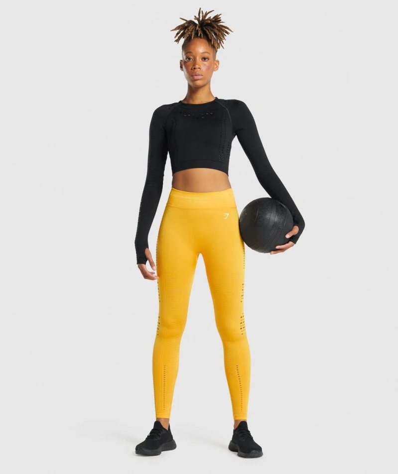 Leggins Gymshark Glow Seamless Mujer Amarillo | ES6079-AW