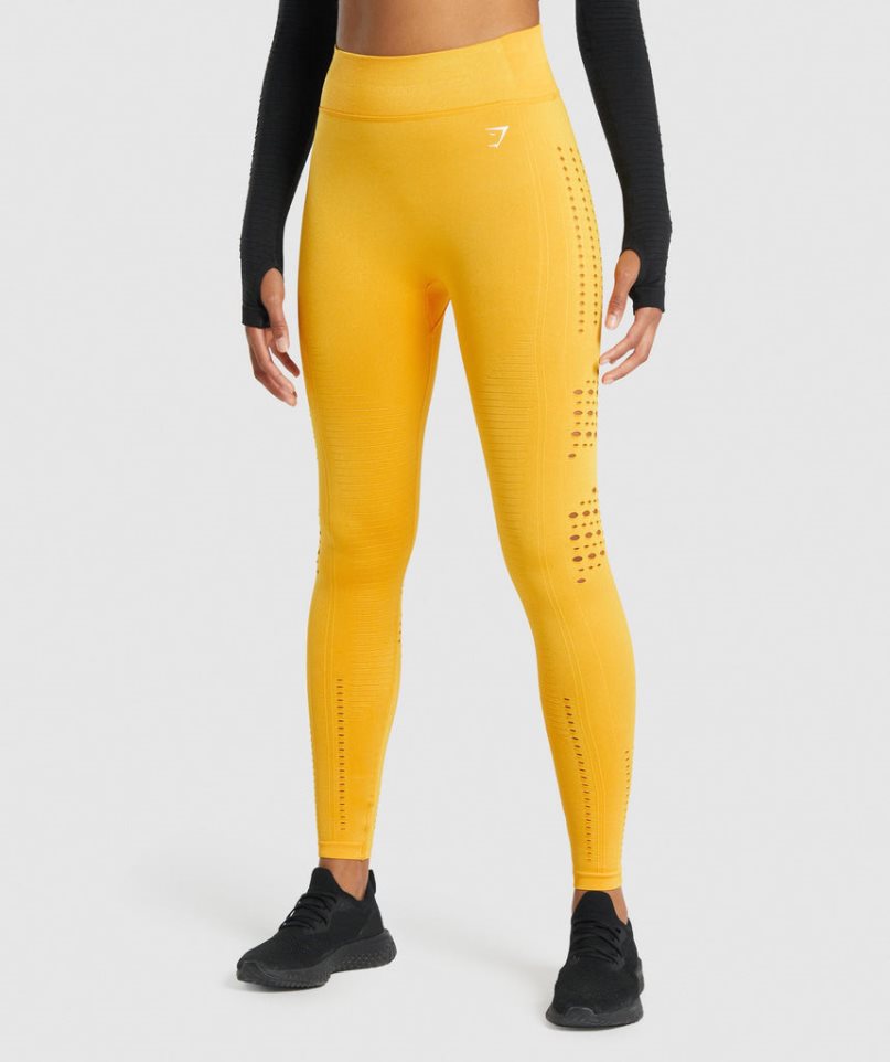 Leggins Gymshark Glow Seamless Mujer Amarillo | ES6079-AW