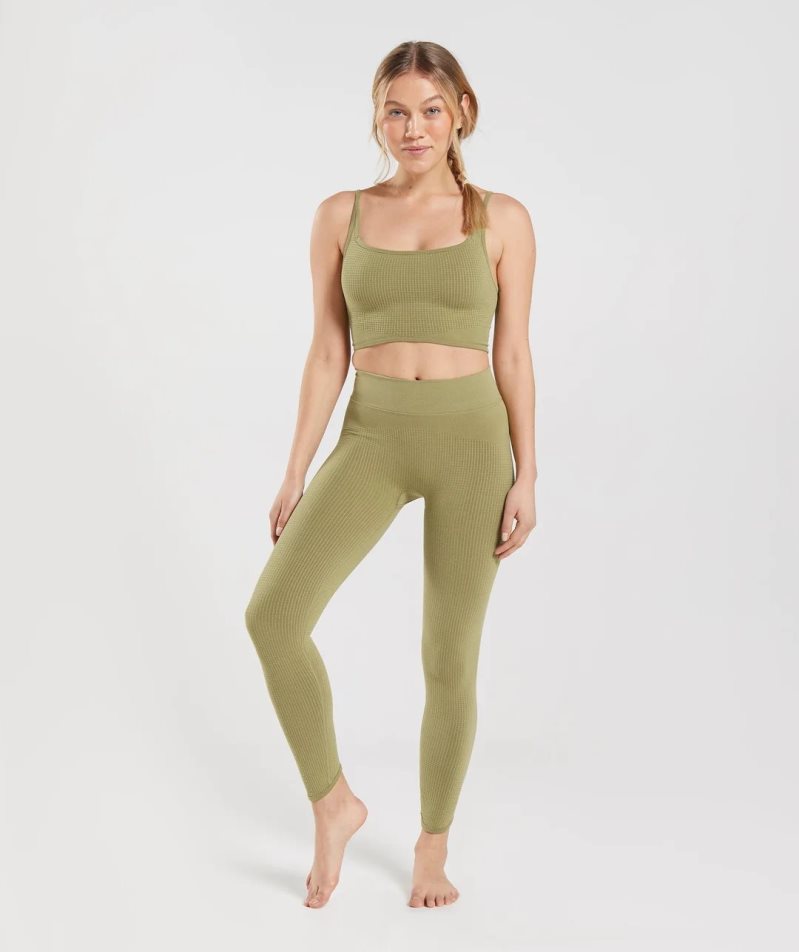 Leggins Gymshark Pause Seamless Mujer Verde Oliva | ES1805-NR