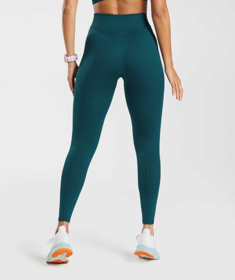 Leggins Gymshark Sweat Seamless Sculpt Mujer Turquesa | ES0945-JV