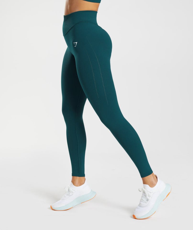 Leggins Gymshark Sweat Seamless Sculpt Mujer Turquesa | ES0945-JV