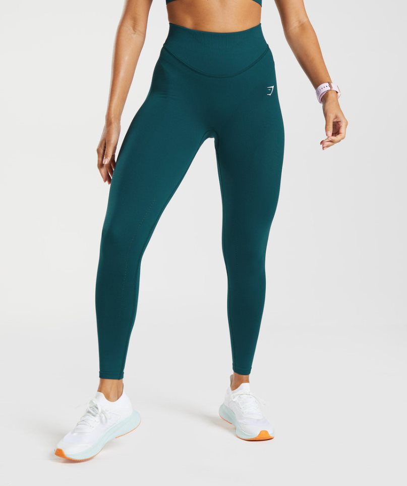 Leggins Gymshark Sweat Seamless Sculpt Mujer Turquesa | ES0945-JV