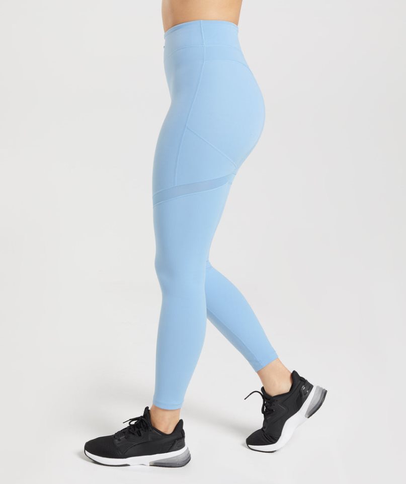 Leggins Gymshark Whitney Mesh Mujer Azules Claro | ES5831-ZY