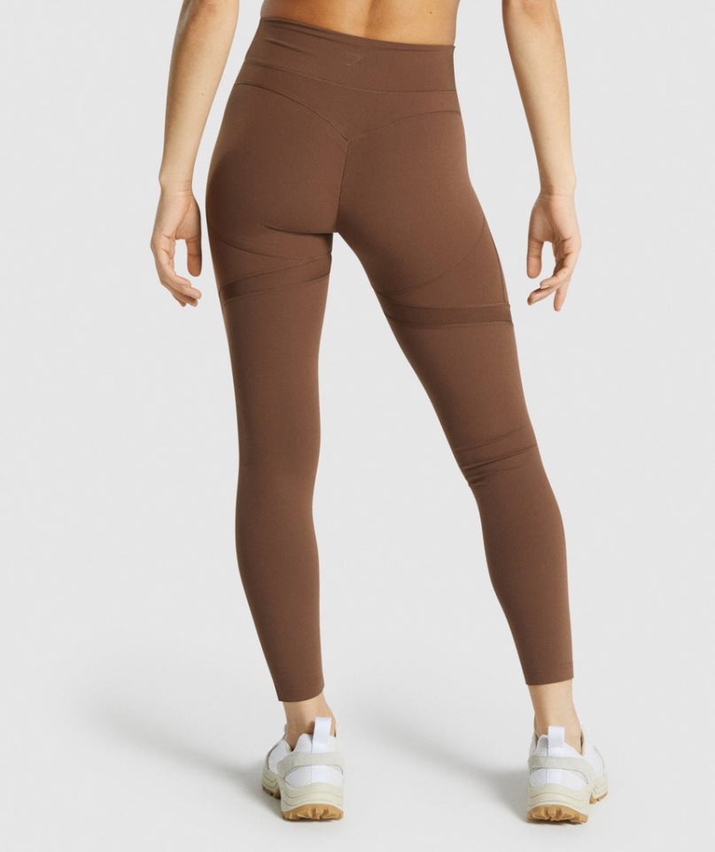 Leggins Gymshark Whitney Mesh Mujer Marrones | ES1436-HI