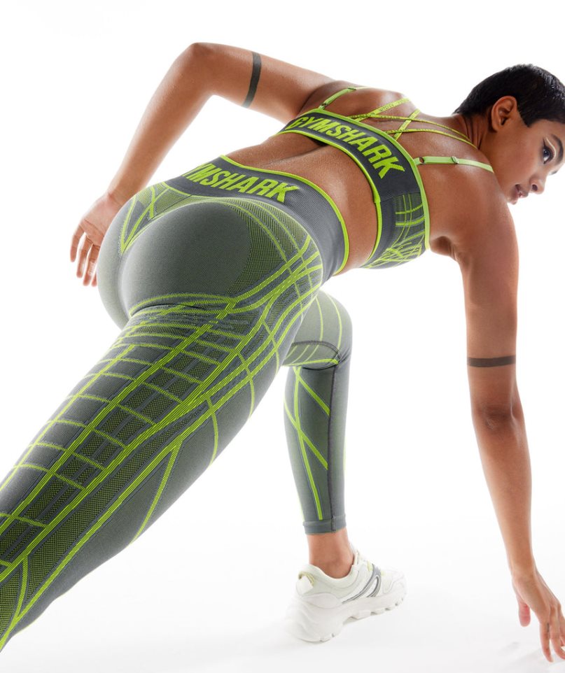 Leggins Gymshark Wtflex Linear Seamless Mujer Verde | ES2794-LJ