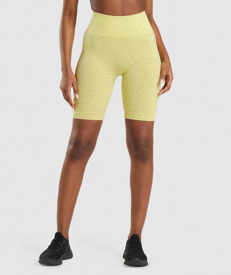 Pantalones Cortos Gymshark Adapt Animal Seamless Cycling Mujer Amarillo | ES7536-MS