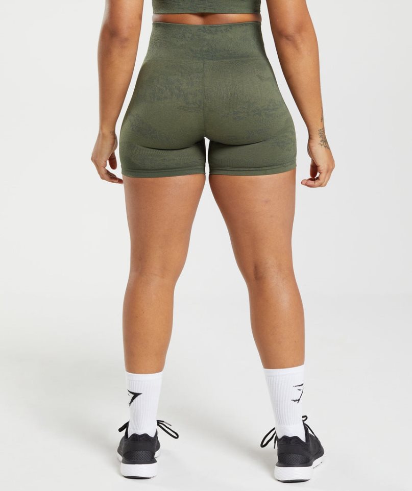 Pantalones Cortos Gymshark Adapt Camo Seamless Mujer Verde Oliva | ES3705-QN