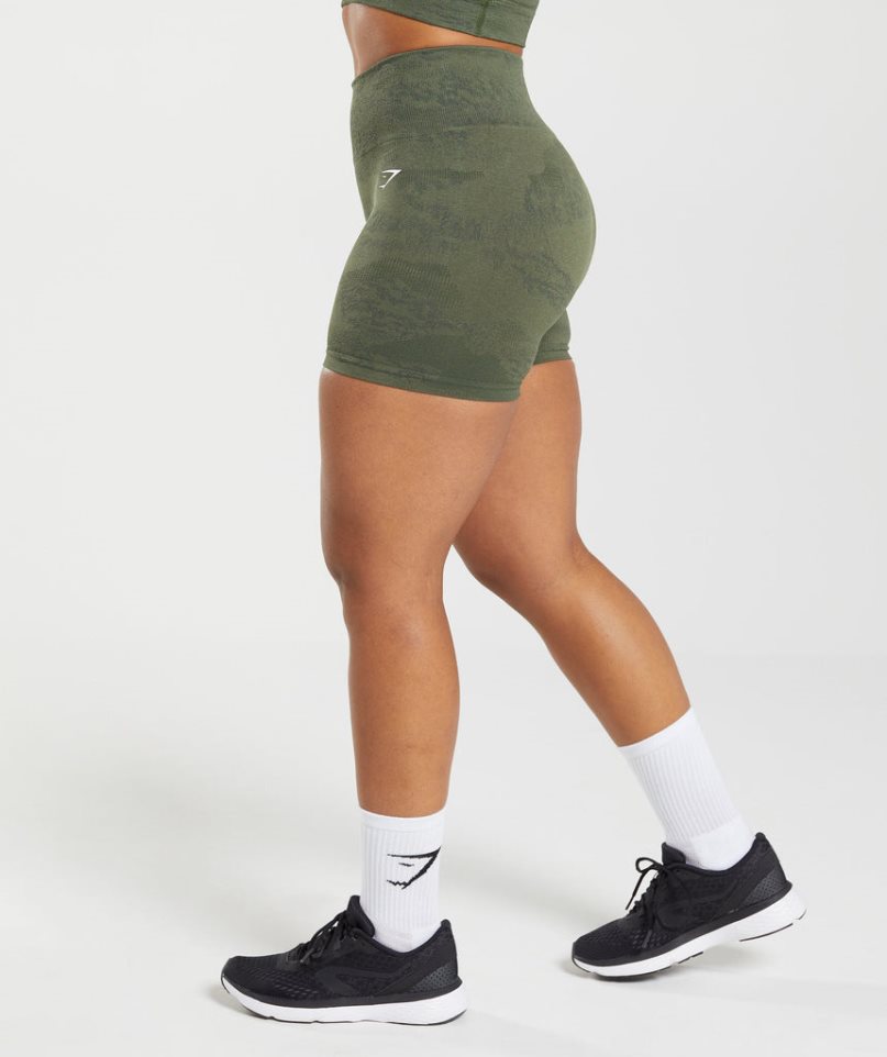 Pantalones Cortos Gymshark Adapt Camo Seamless Mujer Verde Oliva | ES3705-QN