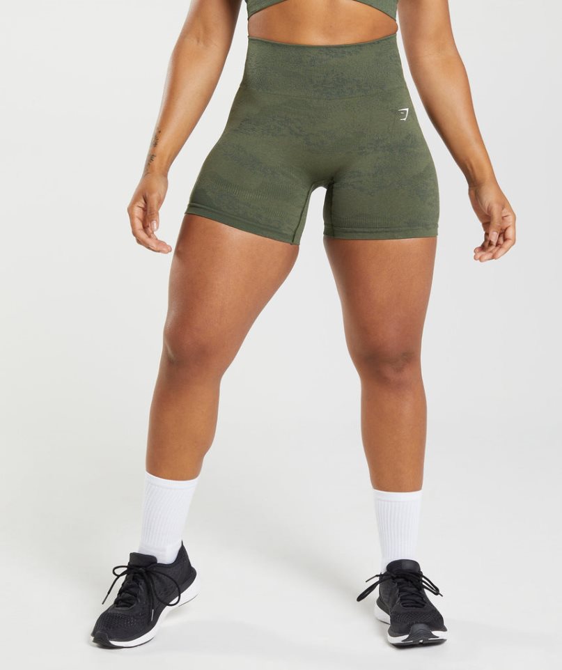 Pantalones Cortos Gymshark Adapt Camo Seamless Mujer Verde Oliva | ES3705-QN