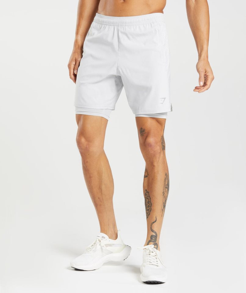 Pantalones Cortos Gymshark Aspect 2 In 1 Hombre Blancas | ES9503-GB