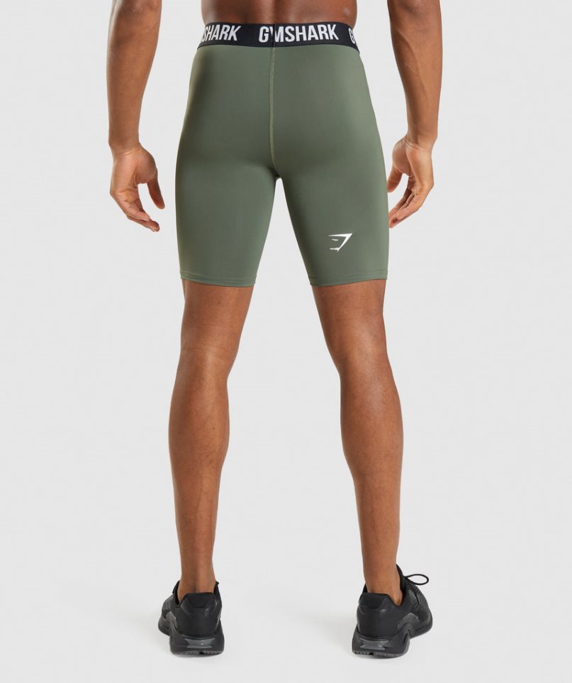 Pantalones Cortos Gymshark Element Baselayer Hombre Verde Oliva | ES7689-HG