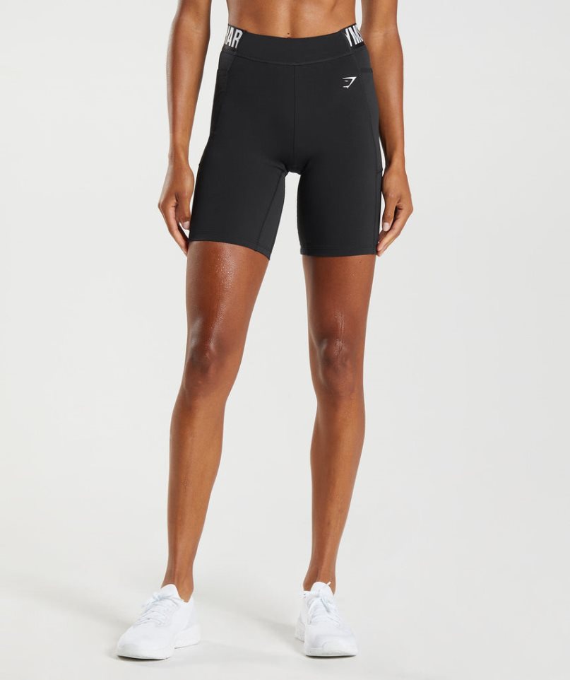 Pantalones Cortos Gymshark Entrenamiento Brandmark Cycling Mujer Negras | ES0879-HL