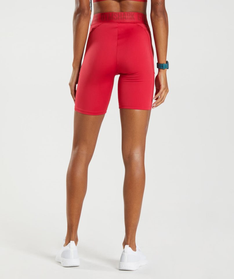 Pantalones Cortos Gymshark Entrenamiento Brandmark Cycling Mujer Rojas | ES9041-HF