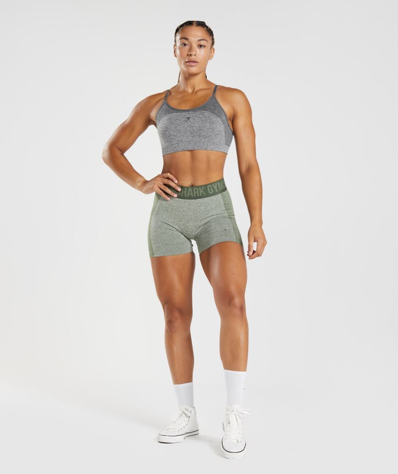 Pantalones Cortos Gymshark Flex Mujer Gris Verde Oliva | ES1087-JO