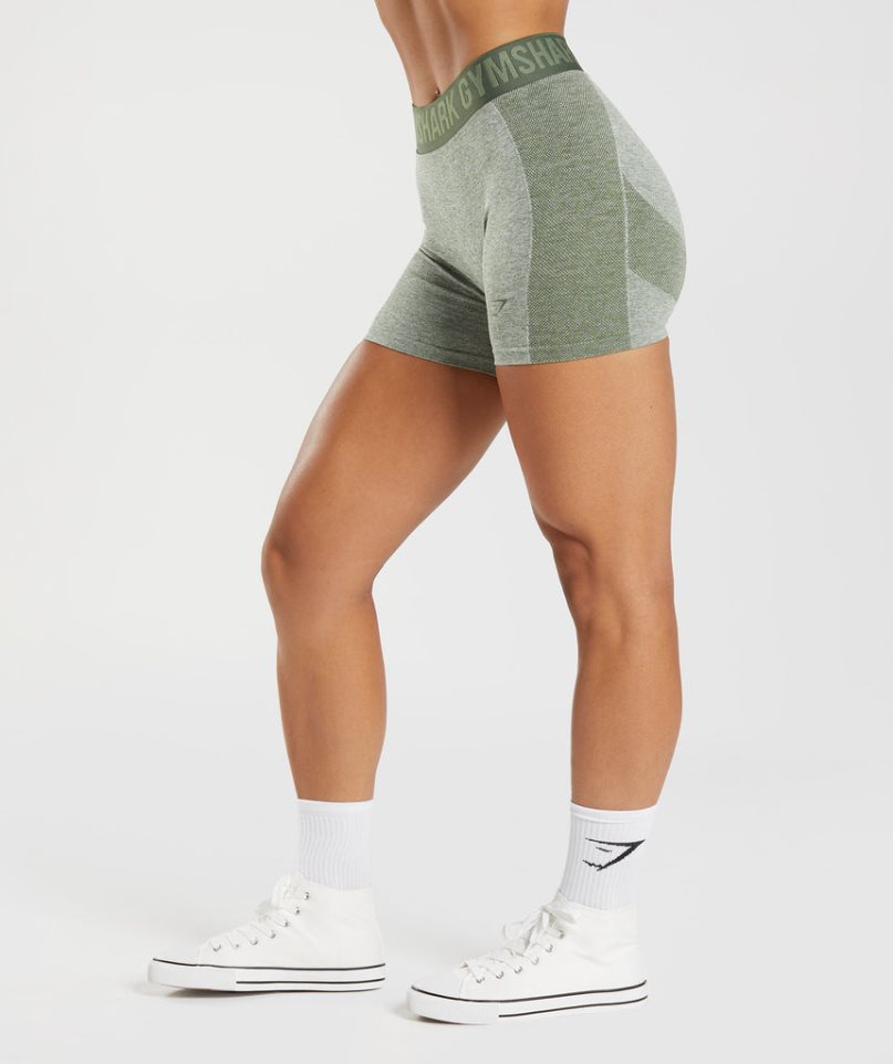 Pantalones Cortos Gymshark Flex Mujer Gris Verde Oliva | ES1087-JO