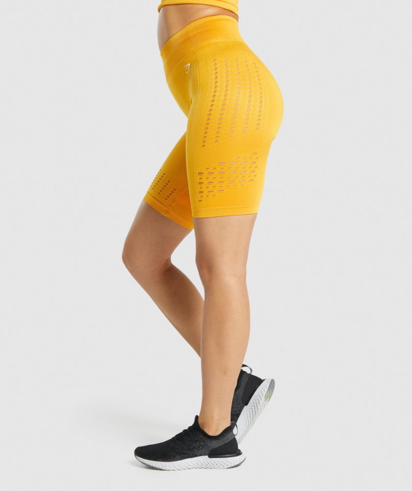 Pantalones Cortos Gymshark Glow Seamless Mujer Amarillo | ES3250-UQ