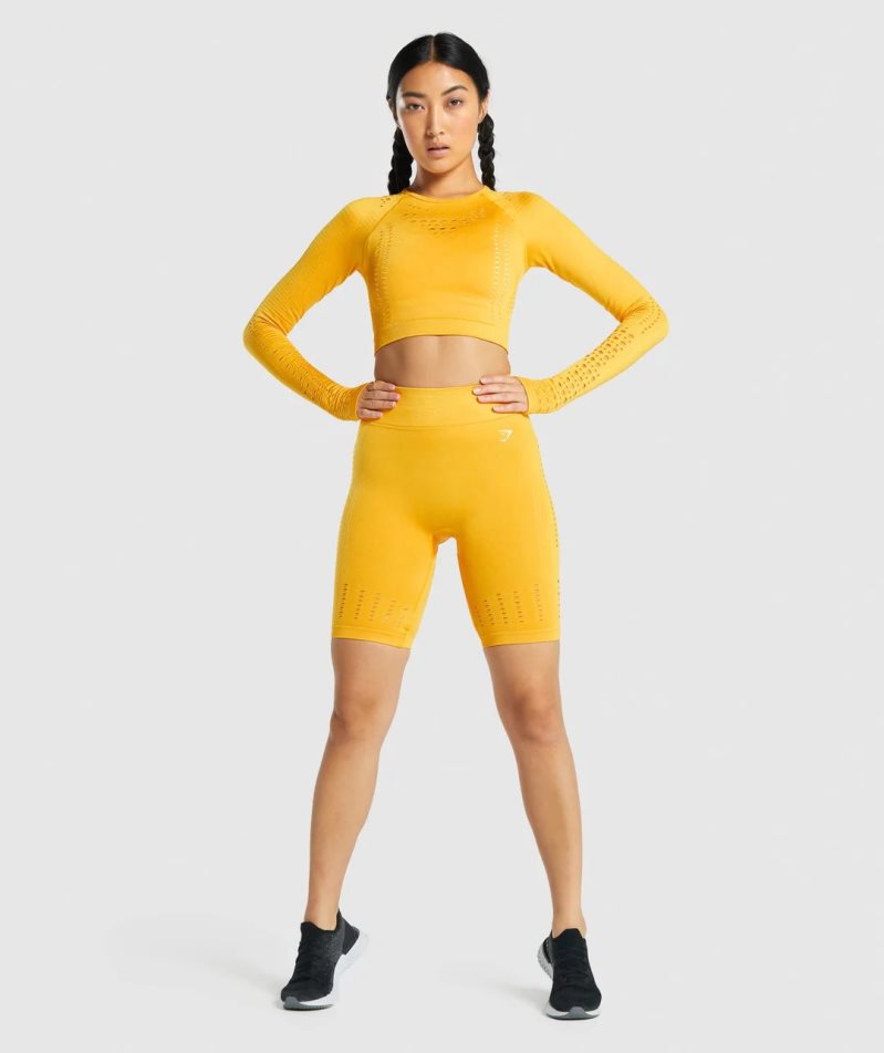 Pantalones Cortos Gymshark Glow Seamless Mujer Amarillo | ES3250-UQ