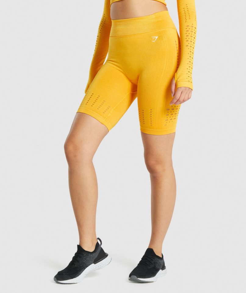 Pantalones Cortos Gymshark Glow Seamless Mujer Amarillo | ES3250-UQ