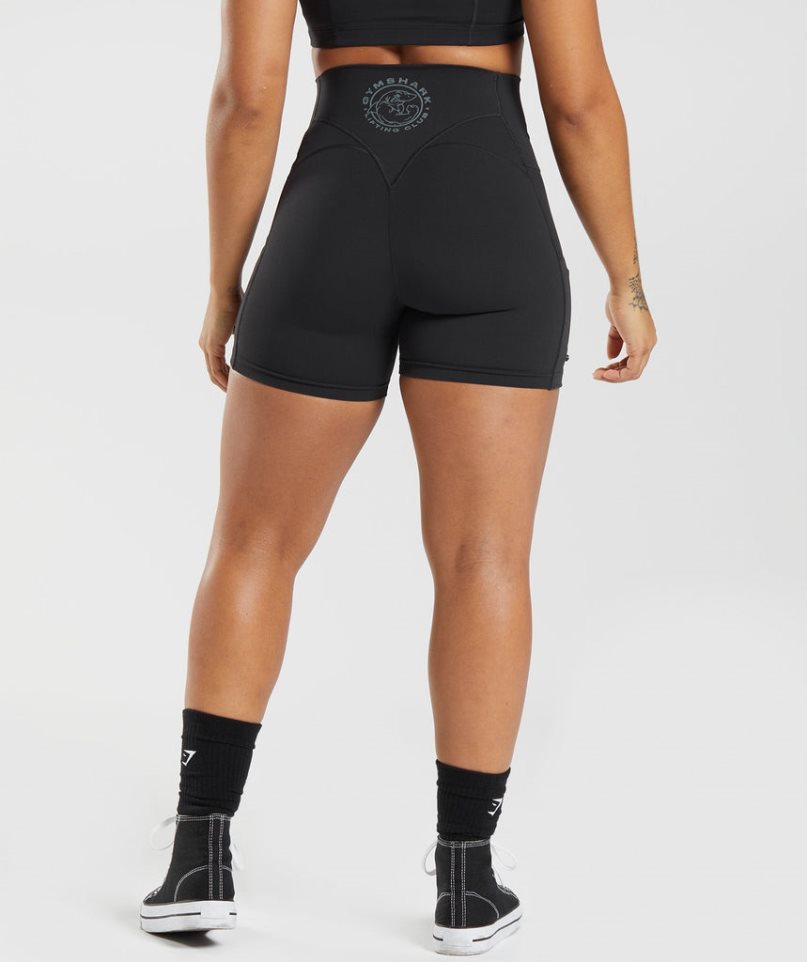 Pantalones Cortos Gymshark Legacy Ruched Tight Mujer Negras | ES5730-ZJ