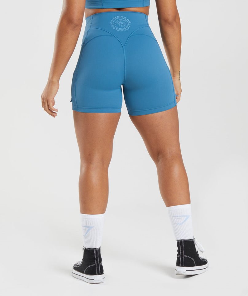 Pantalones Cortos Gymshark Legacy Ruched Tight Mujer Azules | ES7950-OU