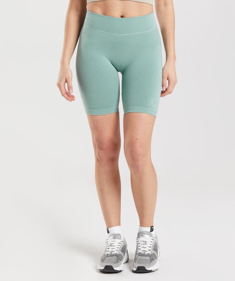 Pantalones Cortos Gymshark Pause Seamless Cycling Mujer Verde Claro | ES4678-SL