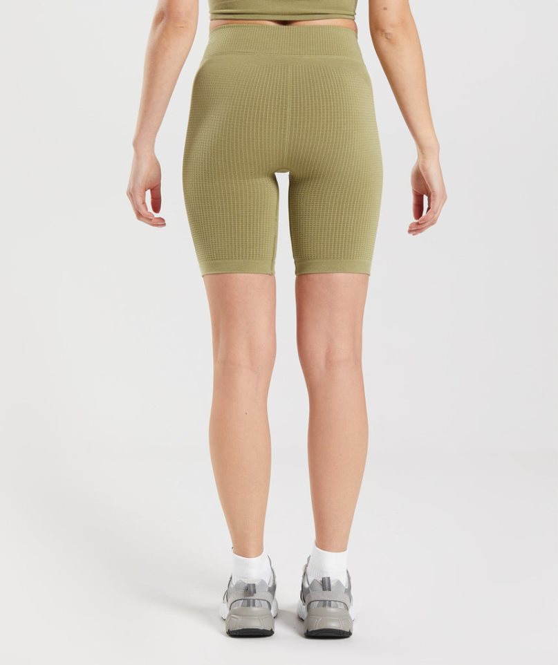 Pantalones Cortos Gymshark Pause Seamless Cycling Mujer Verde Oliva | ES6908-HJ