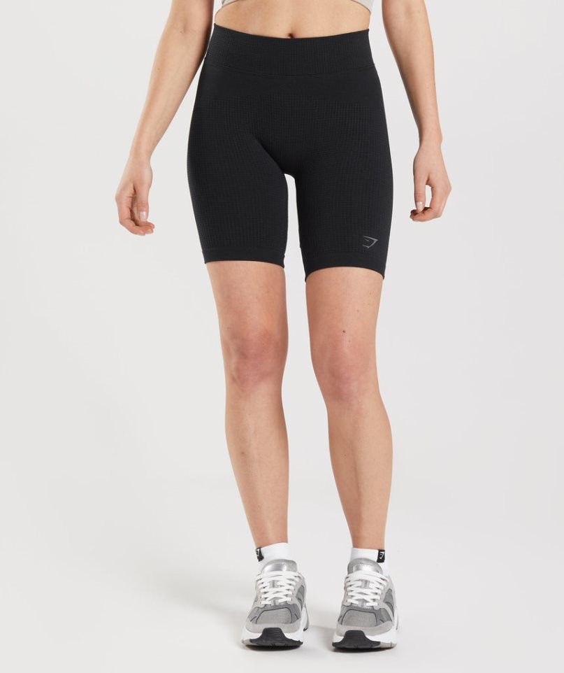 Pantalones Cortos Gymshark Pause Seamless Cycling Mujer Negras | ES7346-EO