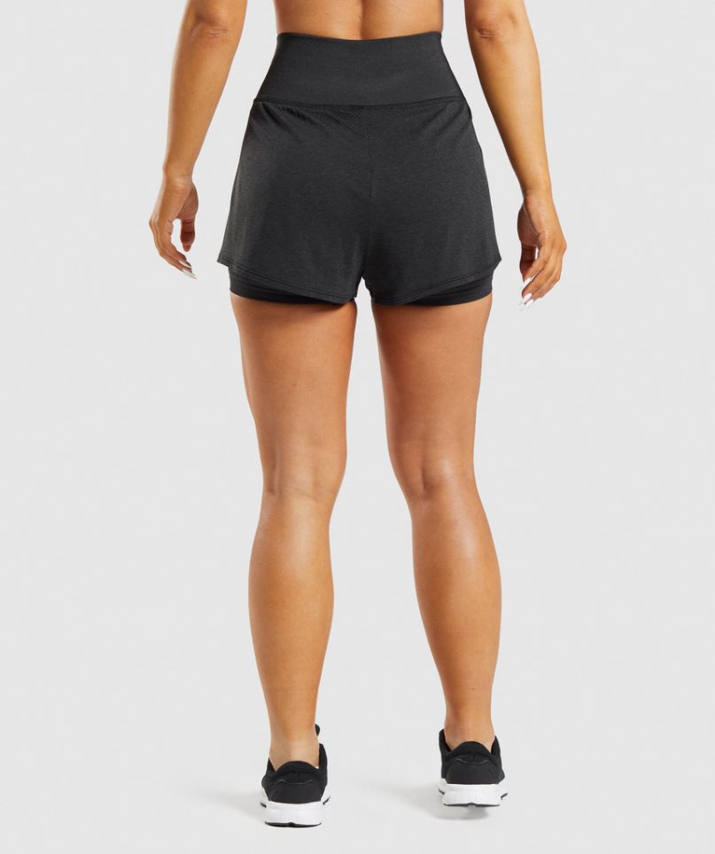 Pantalones Cortos Gymshark Vital Seamless 2.0 2-in-1 Mujer Negras | ES4165-JY