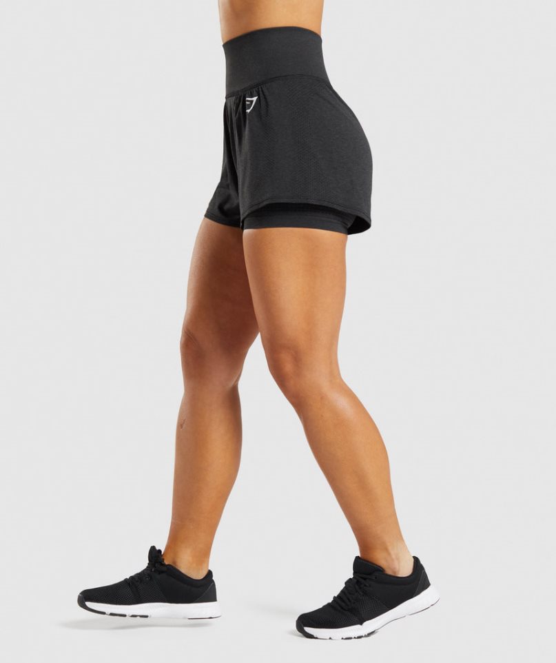 Pantalones Cortos Gymshark Vital Seamless 2.0 2-in-1 Mujer Negras | ES4165-JY