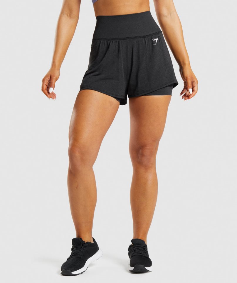 Pantalones Cortos Gymshark Vital Seamless 2.0 2-in-1 Mujer Negras | ES4165-JY