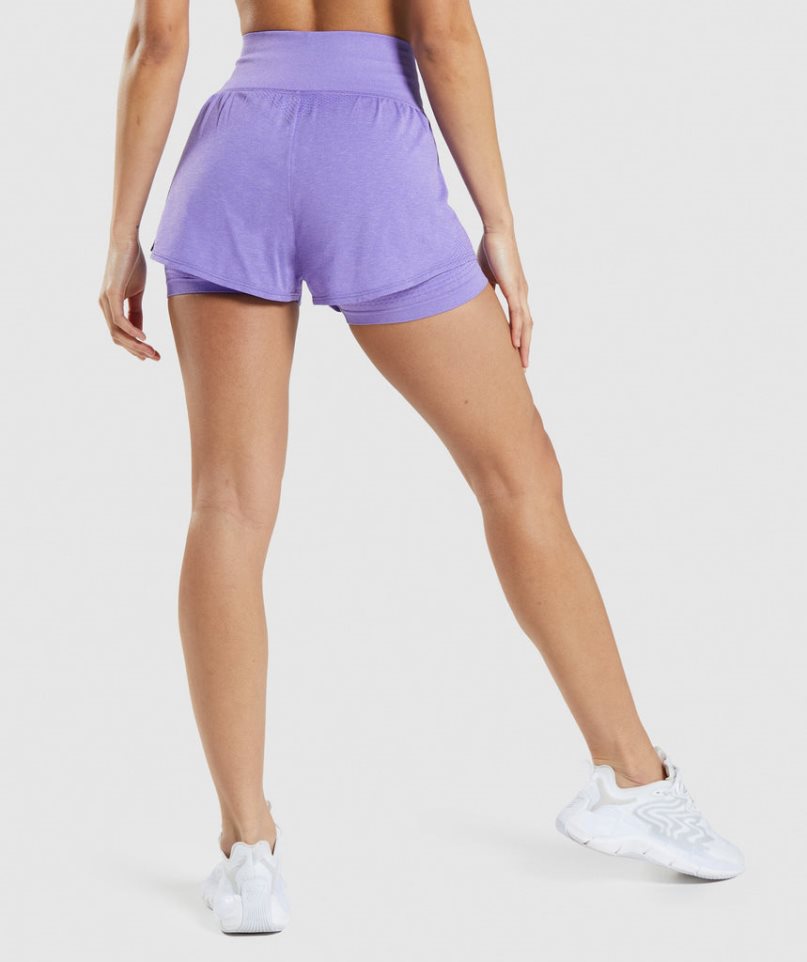 Pantalones Cortos Gymshark Vital Seamless 2.0 2-in-1 Mujer Moradas Claro | ES4961-DH