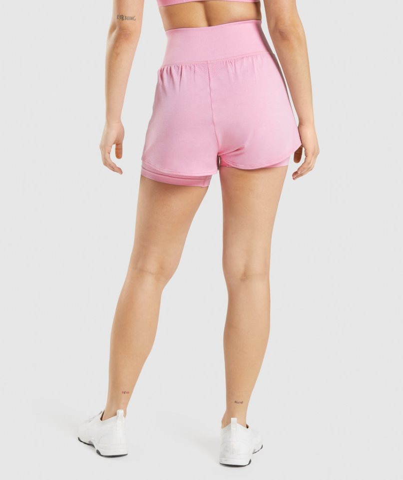 Pantalones Cortos Gymshark Vital Seamless 2.0 2-in-1 Mujer Rosas | ES6708-OR