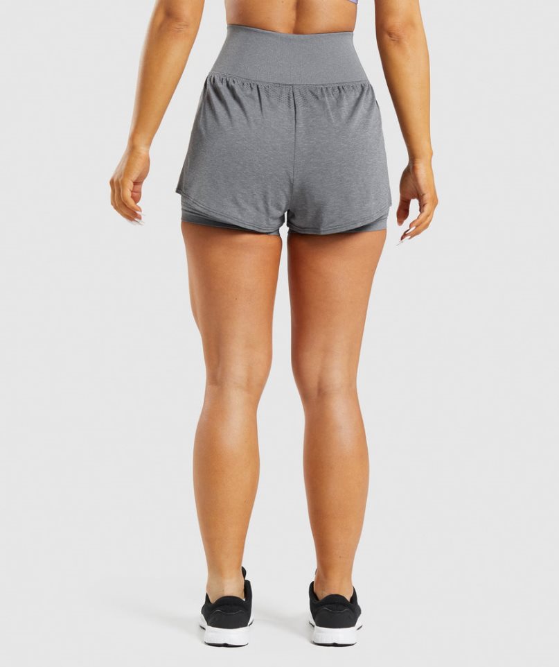 Pantalones Cortos Gymshark Vital Seamless 2.0 2-in-1 Mujer Gris | ES7628-HG