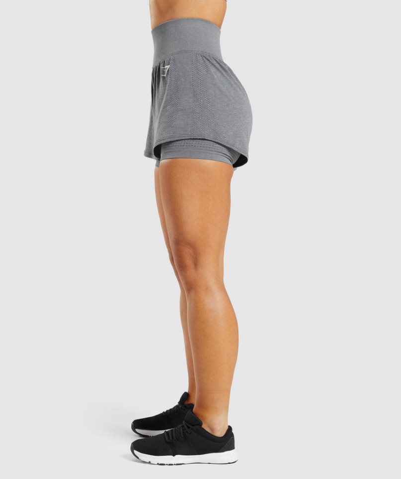 Pantalones Cortos Gymshark Vital Seamless 2.0 2-in-1 Mujer Gris | ES7628-HG