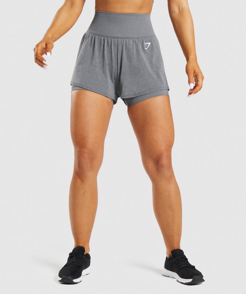 Pantalones Cortos Gymshark Vital Seamless 2.0 2-in-1 Mujer Gris | ES7628-HG