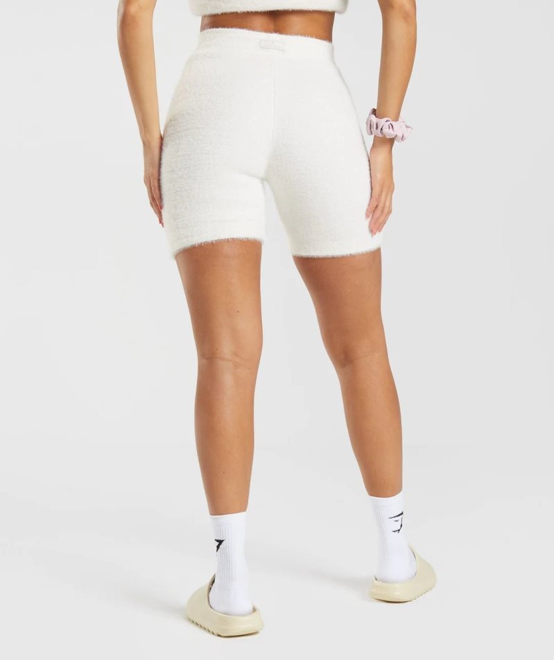 Pantalones Cortos Gymshark Whitney Eyelash Knit Mujer Blancas | ES3954-AM