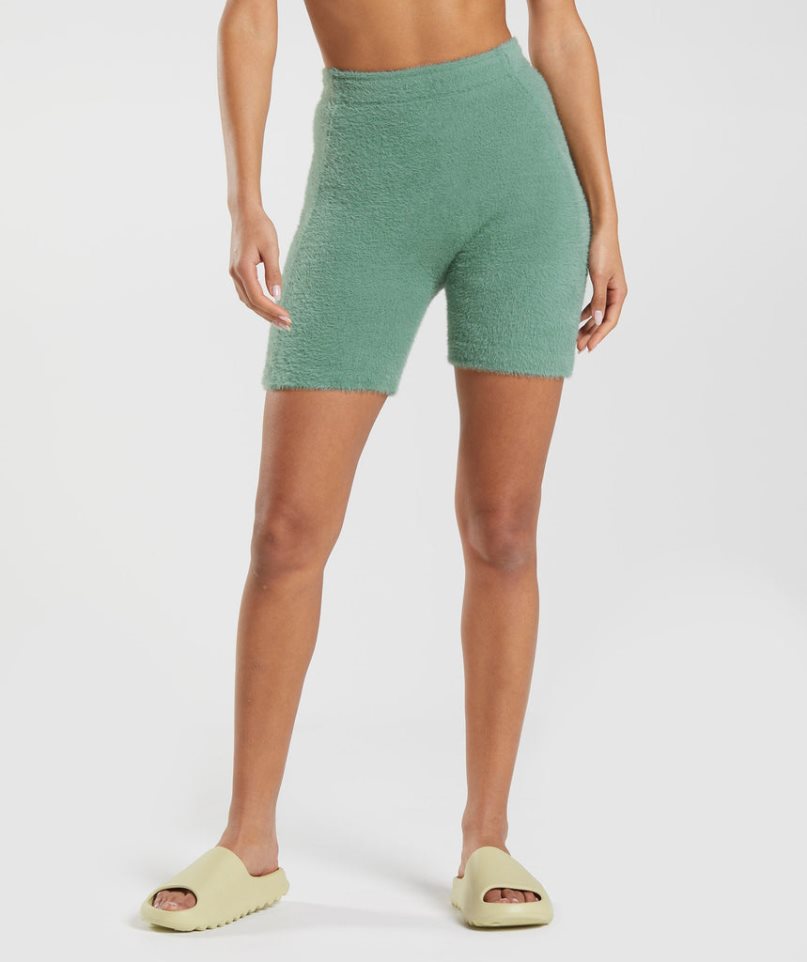 Pantalones Cortos Gymshark Whitney Eyelash Knit Mujer Verde | ES6713-JX