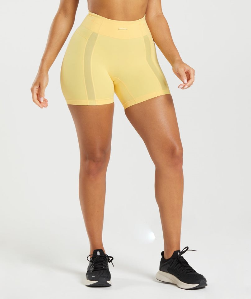 Pantalones Cortos Gymshark Whitney Mesh Mujer Amarillo | ES1673-EA