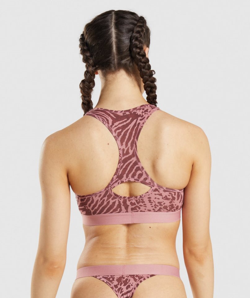 Ropa Interior Gymshark Algodon Bralette Mujer Rosas | ES1702-FC