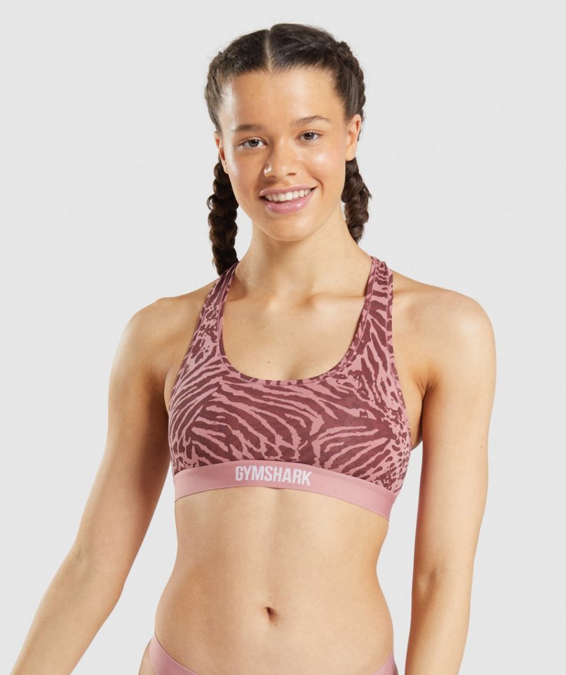 Ropa Interior Gymshark Algodon Bralette Mujer Rosas | ES1702-FC