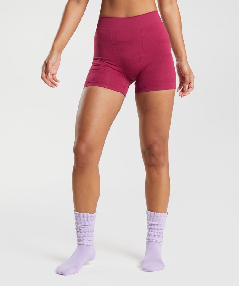 Ropa Interior Gymshark Seamless Jacquard Boxers Mujer Rosas | ES6420-VB