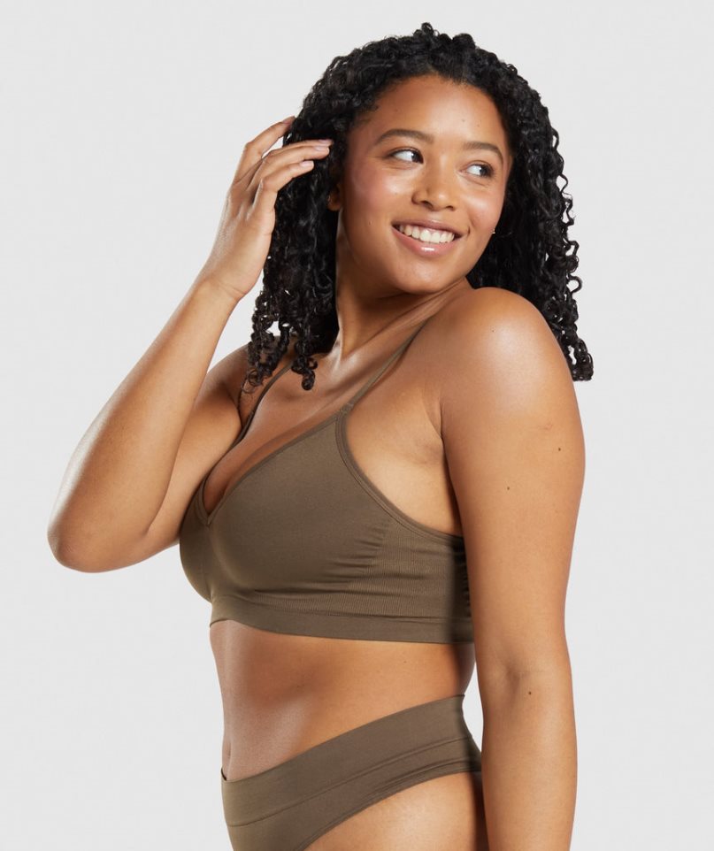 Ropa Interior Gymshark Seamless Low Neck Bralette Mujer Marrones | ES0924-CQ