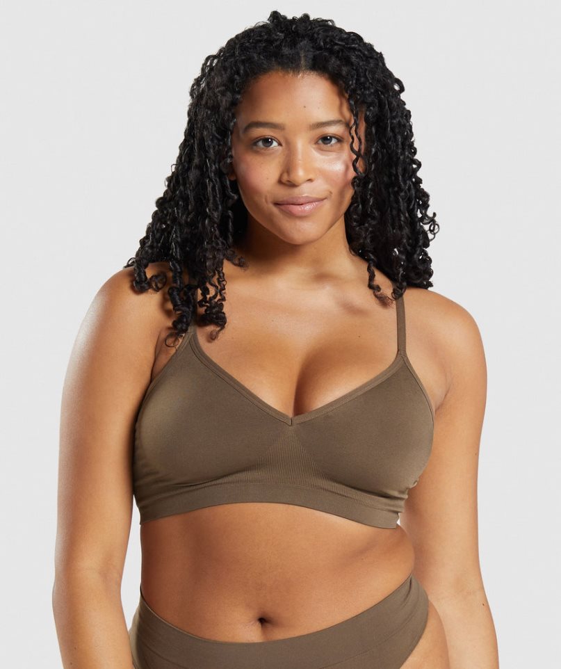 Ropa Interior Gymshark Seamless Low Neck Bralette Mujer Marrones | ES0924-CQ