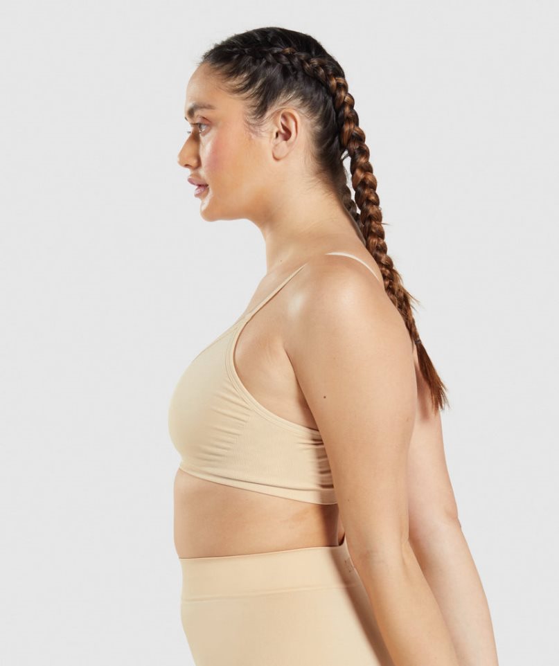 Ropa Interior Gymshark Seamless Low Neck Bralette Mujer Marrones Claro | ES6703-HJ