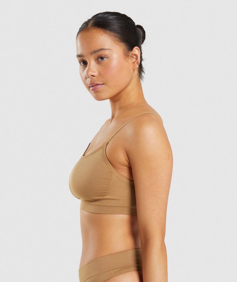 Ropa Interior Gymshark Seamless Scoop Neck Bralette Mujer Marrones Claro | ES0634-TA