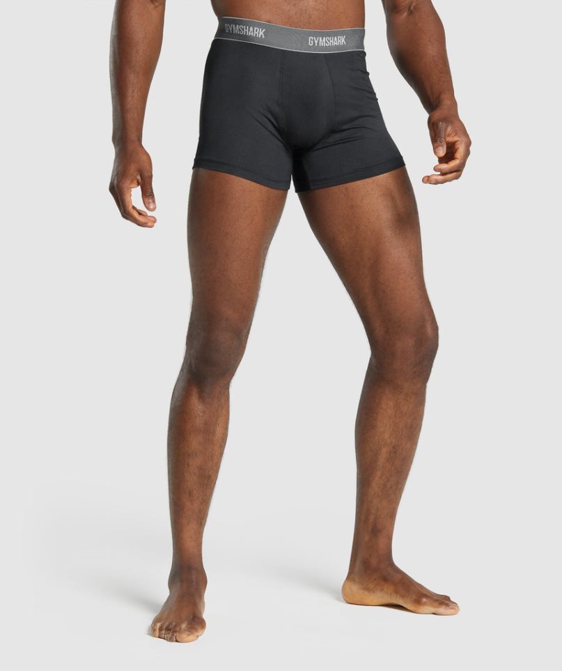 Ropa Interior Gymshark Sports Tech Boxers 2pk Hombre Negras | ES6085-IB