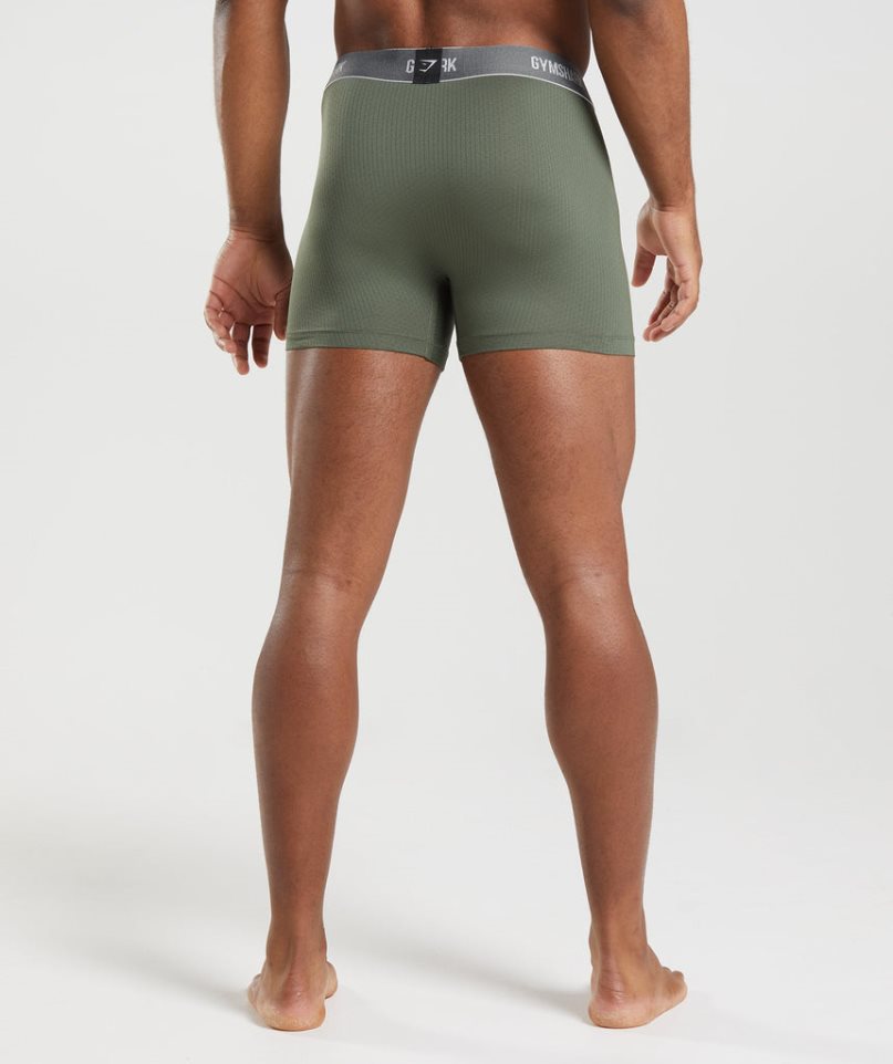 Ropa Interior Gymshark Sports Tech Boxers 2pk Hombre Negras Verde Oliva | ES9836-XJ